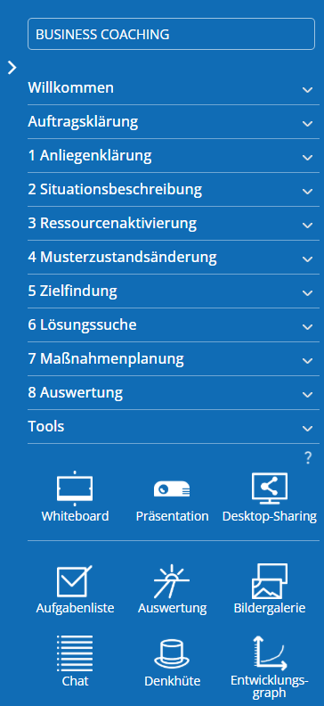 Arbeitsfläche mit eingeblendeter Seitenleiste
