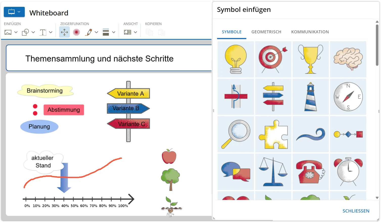 Screenshot der Whiteboard-Oberfläche