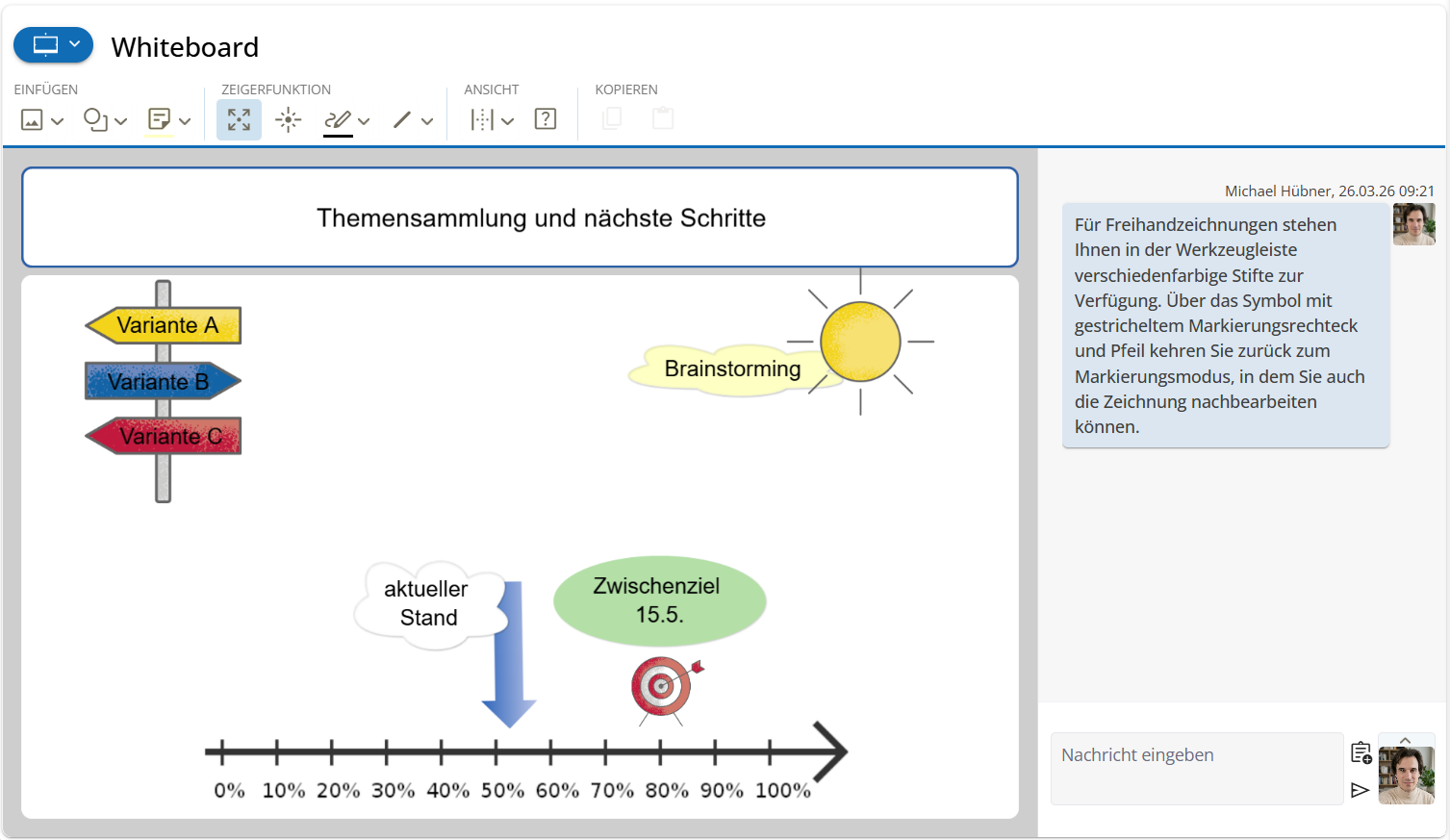 Beispielhafte Darstellung der Arbeitsfläche